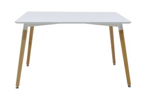 Dining table set Natalie-Gaston set 5 pieces white in white-natural shade 120x80x73cm