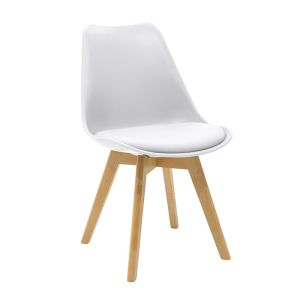 Dining table set Natalie-Gaston set 5 pieces white in white-natural shade 120x80x73cm