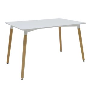 Dining table set Natali-Julita set of 5 MDF and PP in white-natural shade 120x80x76cm