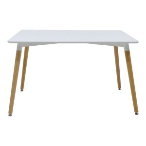 Dining table set Natali-Julita set of 5 MDF and PP in white-natural shade 120x80x76cm