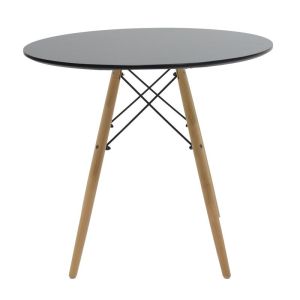 5-piece dining table set Julita-parker Madf in black-natural color D80x73cm