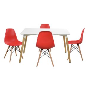 5-piece dining table set table 120x80x73 cm and chairs - Twist red Hm10080.04