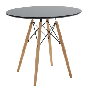 Dining table set Julita 5 pieces in black-natural shade D80x73cm