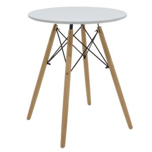 Julita dining table set of 3 pieces, MDF and beech in white-natural shade D60x73cm