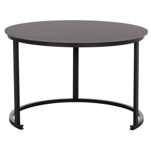 Coffee table set 2 pcs Talos Hm18140.02 ceramic top with black marble look φ70+φ50