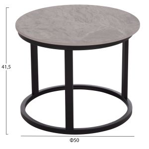 Coffee table set 2 pcs Talos Hm18140.04 ceramic top with a look of gray marble φ70+φ50