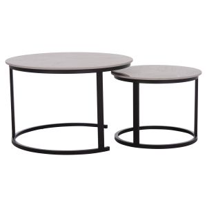 Coffee table set 2 pcs Talos Hm18140.04 ceramic top with a look of gray marble φ70+φ50