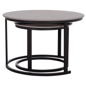 Coffee table set 2 pcs Talos Hm18140.04 ceramic top with a look of gray marble φ70+φ50