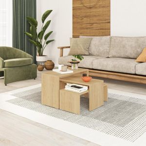 Kantar coffee table set of 3 in natural color 65x30x39cm