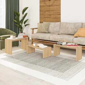 Kantar coffee table set of 3 in natural color 65x30x39cm