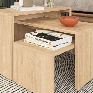 Kantar coffee table set of 3 in natural color 65x30x39cm