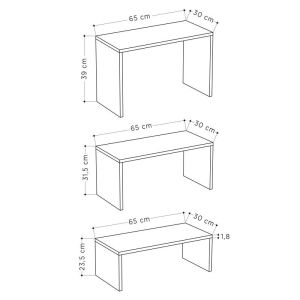 Kantar coffee table set of 3 in natural color 65x30x39cm