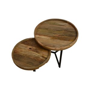 Kelly 2-piece coffee table set, mango wood, natural black color