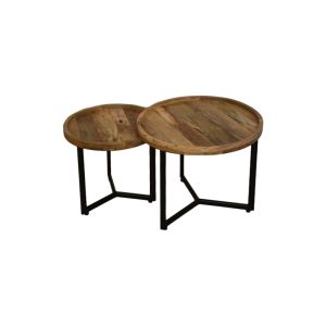 Kelly 2-piece coffee table set, mango wood, natural black color