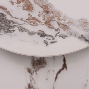 Set of 2 coffee tables Talos ceramic top white-beige marble with Beigehm18140.03 φ70+φ50