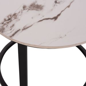 Set of 2 coffee tables Talos ceramic top white-beige marble with Beigehm18140.03 φ70+φ50