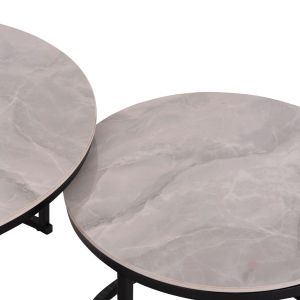 Coffee table set of 2 pieces Talos Hm18140.01 gray ceramic top - metal legs φ70+φ50