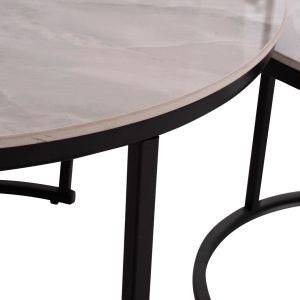 Coffee table set of 2 pieces Talos Hm18140.01 gray ceramic top - metal legs φ70+φ50