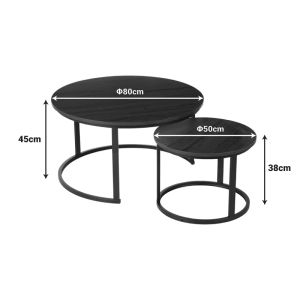 Set of coffee tables Solme I 2 pcs. in oak color with black metal legs