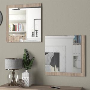 Set of 2 Charles wall mirrors in grey oak - 60x60cm