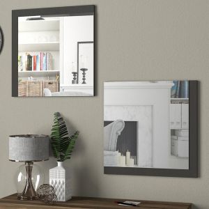 Set/2 wall mirrors Charles in black color - 60x60cm