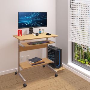 Компютърно бюро Veronce в естествен цвят с метален скелет 89x47x71см