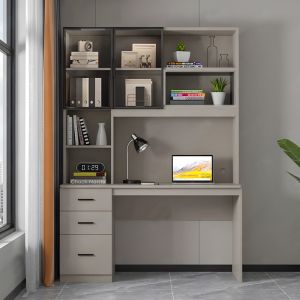 Компютърно бюро-библиотека Citoro мдф в бежов цвят 120x50x180см