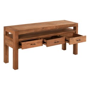 Конзола Grayson с 3 чекмеджета от тиково дърво Hm9556 в натурален цвят 180x45x80hcm