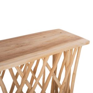 Конзола Rustic Style Naturally клони тиково дърво 3cm 121x36x75hcm Hm9805