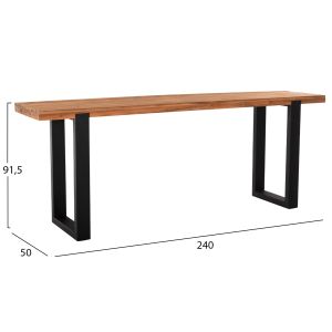 Конзола Shire Hm9800 от рециклирано тиково дърво с черни метални крака 240x50x90hcm
