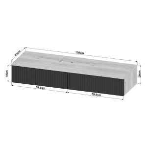 Конзола с 2 чекмеджета Doha от Mdf в черен и дъбов цвят 120x41x20см