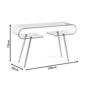 Конзолна маса Gusto Clear Club закалено стъкло 10mm златни метални крака 120x35x73cm Glass Line