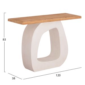 Console table Santorini Hm18043 solid fir wood top-MDF base in white 120x38x83hcm