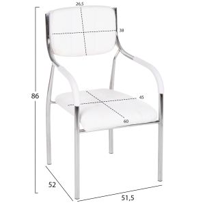 Конферентен офис стол Hm1018,02 бяла изкуствена кожа 54x52x87cm