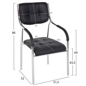 Oberon conference office chair, black Pu 54x52x87ηcm Hm1018,01