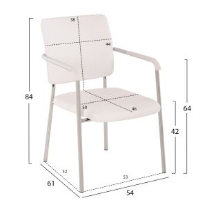 Conference chair with armrests, white 56.5x59x85cm Hm1070.02