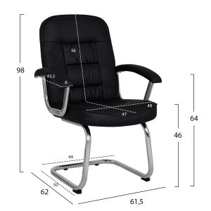 Conference chair, black Pu with chrome base 61.5x62x98cm Hm1114