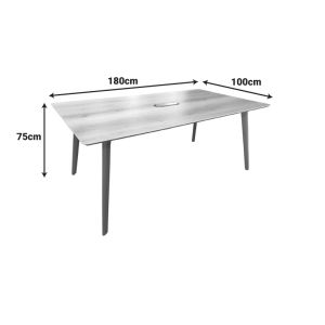 Conference table Denith dark gray-natural, 180x100x75cm