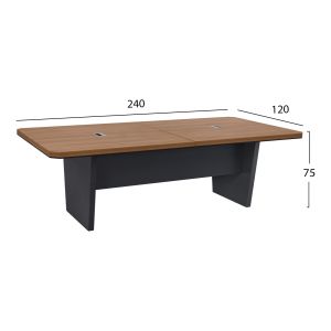 Conference table in natural and dark gray color 240x120x75cm Hm2361