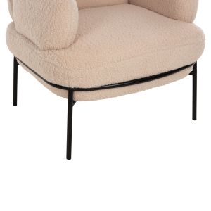 Кресло Agnes Hm9525,20 букле екрю с черни метални крака 74x71x83hcм