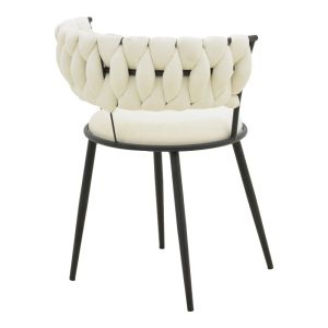 Кресло Alkia I с плат в екрю цвят - черен метален крак 57x58.5x72см