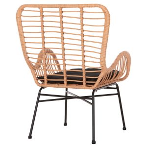 Кресло Bergere Style Allegra P,e,ratan бежово-черна метална конструкция 66x59x90hcm Hm5704