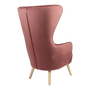 Armchair Byfon velvet rotten apple-rubber legs solid wood in natural color 76x83x117cm