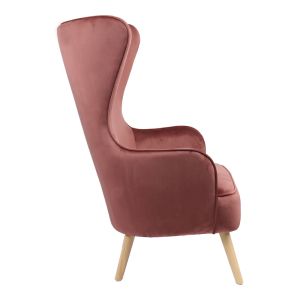 Armchair Byfon velvet rotten apple-rubber legs solid wood in natural color 76x83x117cm