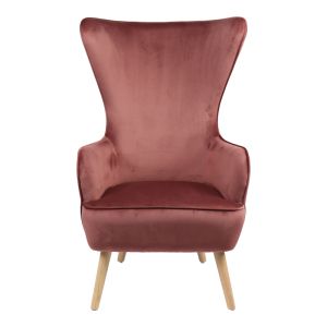 Armchair Byfon velvet rotten apple-rubber legs solid wood in natural color 76x83x117cm