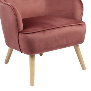 Armchair Byfon velvet rotten apple-rubber legs solid wood in natural color 76x83x117cm