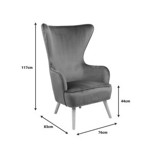 Armchair Byfon velvet rotten apple-rubber legs solid wood in natural color 76x83x117cm