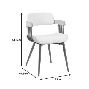 Кресло Cameo Langg метал бронз-бяло-дърво-бежов плат 53x49.5x75.5см