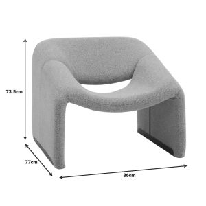 Кресло Clous плат букле в цвят въглен 86x77x73.5см