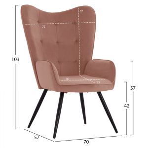 Кресло Crawley Hm8918,02 цвят пепел от рози 70х57х103cm